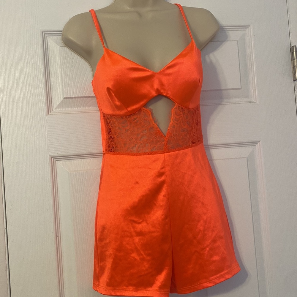 LOVE CULTURE NEON ORANGE ROMPER SZ SMALL